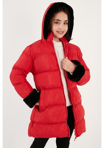 Lela Içi Yumuşak Astarlı Kapüşonlu Şişme Kız Çocuk Mont 5761981 Kırmızı