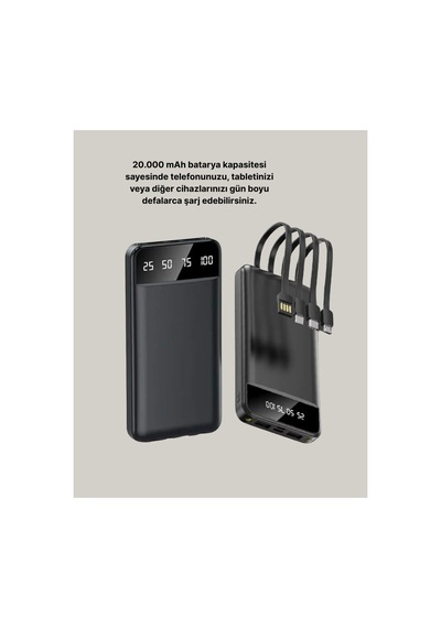 Çoklu Güvenlik Korumalı 20.000 Mah Powerbank Fener Özellikli Çok Rnekli