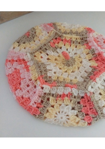 Kemzey Handmade El Yapımı Ressam Beresi , Kadın Ressam Bere, Renkli Kadın Bereleri Pembe - Kahverengi