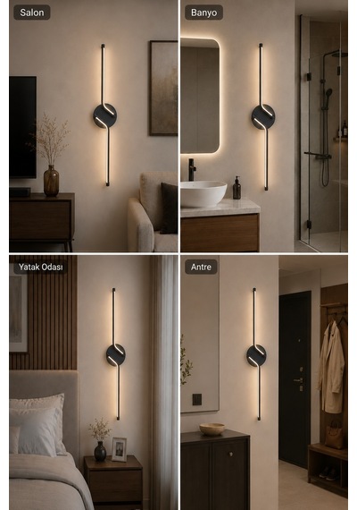 Rosa Modern Led Duvar Apliği Günışığı Siyah