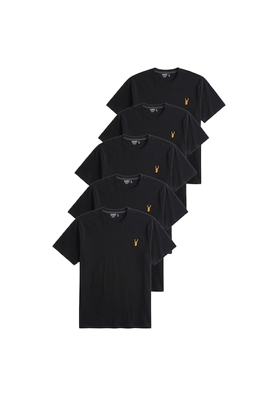 Genius Store Erkek 5'li Tişört %100 Pamuk Süprem Rahat Kalıp Basic Tişört Bisiklet Yaka Nakışlı T-shirt Erkek-5li Siyah-siyah-siyah-siyah-siyah