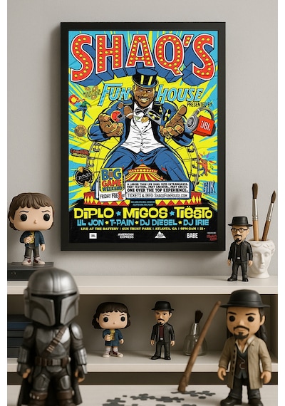 Shaq's Fun House Siyah Ahşap Çerçeveli Poster, Dekoratif Film Duvar Tablosu