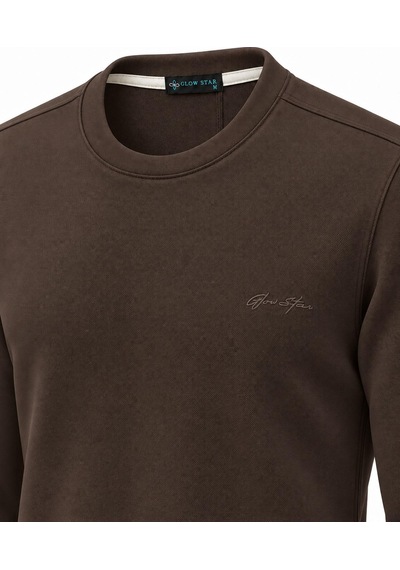 Glow Star Bisiklet Yaka Slim Fit Erkek Sweatshirt - 7777 Kahverengi