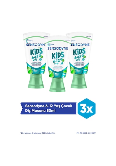 Sensodyne Promine 6 +yaş Çocuk Diş Macunu 50ml - Bubble Gum Aromalı X 3 Adet Diş Minesi Bakımı