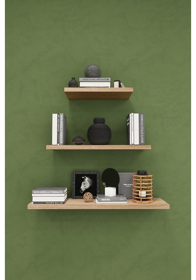 Asra Trend Modern 3'lü Uçan Raf Çok Amaçlı Duvar Rafı Organizer %100 Mdf Kitaplık Mutfak Banyo Rafı Drf05 Sonomo