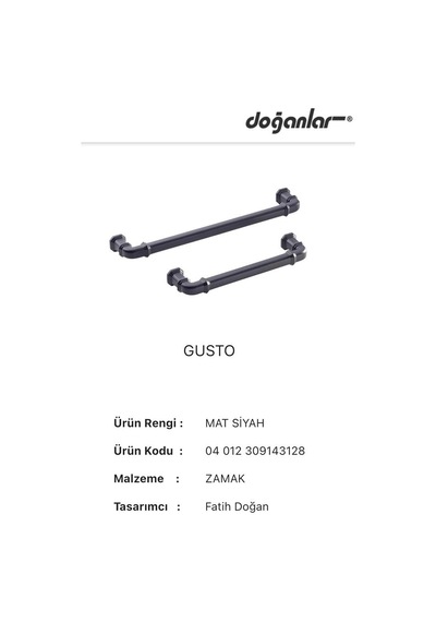5 Adet Doğanlar Gusto 192 Mm Mobilya Kulp Mat Siyah