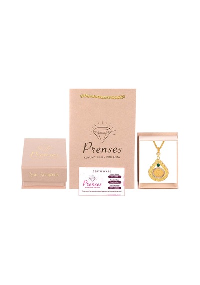 Prenses Pirlanta Kadın 14 Ayar Altın Çeyrek Altınlı Çerçeve Halat N11.41278