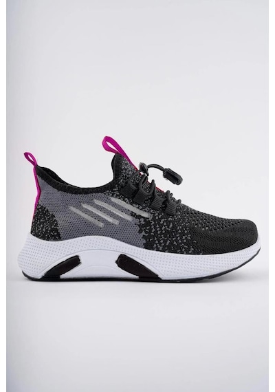 Tutinom 507-24 Triko Sneaker Kız Çocuk Ayakkabı Siyah Pembe 26-30 Siyah