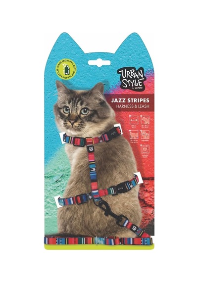 M-pets Urban Style Jazz Strıpes Kedi Göğüs Tasması Set