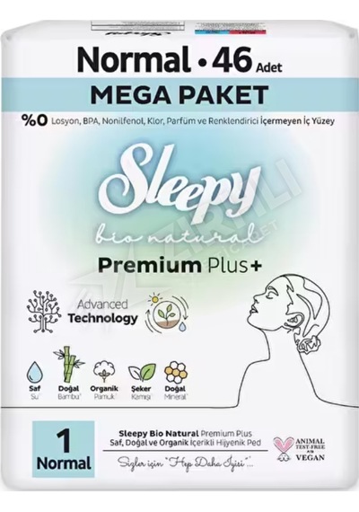 5 Adet Sleepy Bio Natural Hijyenik Ped Mega Paket Normal 46'lı