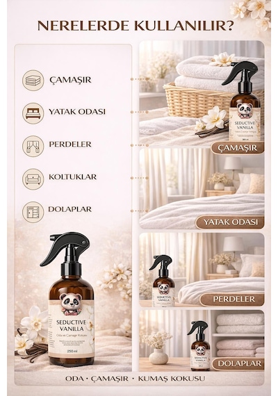 Rosie Seductive Vanilla Oda Ve Çamaşır Kokusu Sprey 250 Ml Vanilya Kokulu Kalıcı Ortam Ve Kumaş Spreyi Fresh