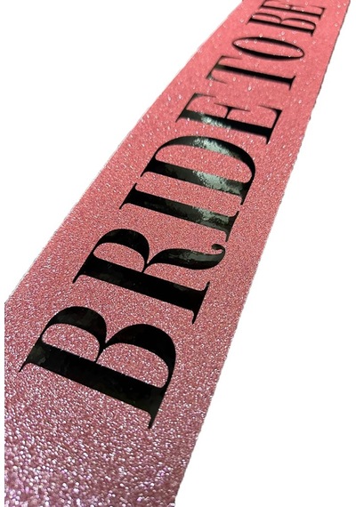 Pembe Üzeri Siyah Kalın Bride To Be Yazılı Simli Işıltılı Kuşak Kemer 10x80 Cm " 66425439
