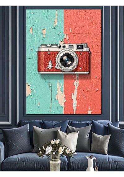 Ahşap Tablo Eski Fotoğraf Makinesi Sanatı