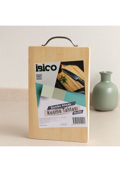 Bambu Kesim Tahtası 18x28x1.7 Cm - Metal Kulplu Açık Ceviz