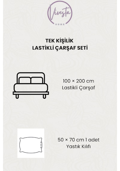 Tek Kişilik Lastikli Çarşaf Seti 100 200 + 50 70 Yastık Kılıfı Yumuşak, Dayanıklı Kumaş Pudra