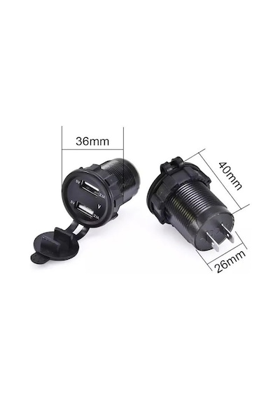 Pano Tipi Voltmetreli 2'Li Usb Giriş 5V 1A ve 5V 2.1A Çıkış
