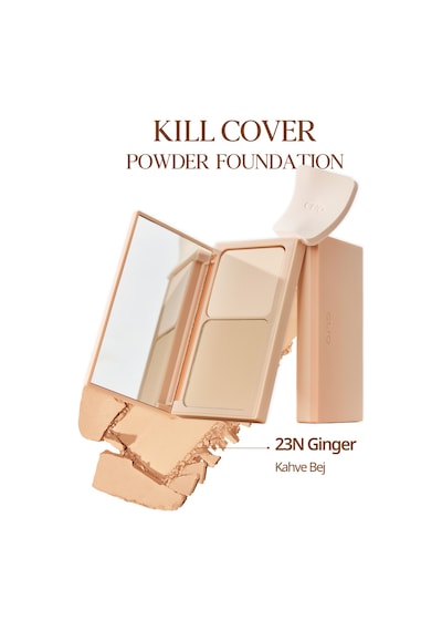 Clio Kill Cover Hafif Yapılı Pürüzsüz Mat Bitişli Pudra Fondöten 23N Ginger