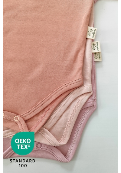 Luppinos Candy 3lü %100 Pamuk Nakışlı Uzun Kol Bebek Body Set Açık Pembe - Krem