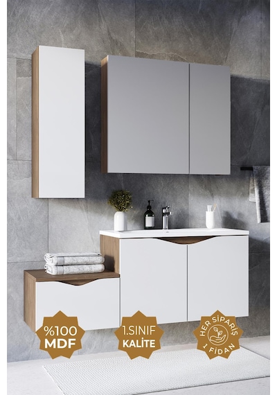 Teta Home Manila 100cm Mdf Banyo Seti + Boy Dolap Kafkas Meşe-beyaz Kafkas Meşe - Beyaz Teta Home Manila 100cm Mdf Banyo Seti + Boy Dolap Kafkas Meşe-beyaz Kafkas Meşe - Beyaz