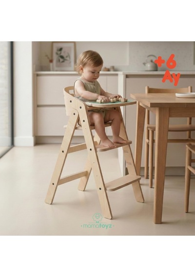 Tr Mychair Ahşap Katlanır Mama Sandalyesi Naturel