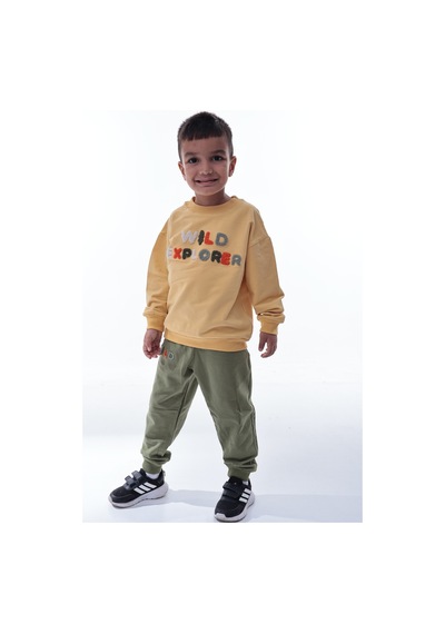 Erkek Çocuk Eşofman Takımı Nakışlı Rahat Spor Üst Alt İkili Set Çok Renkli