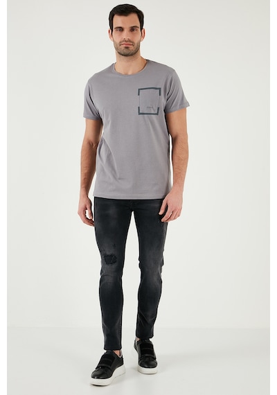 Buratti Bisiklet Yaka Pamuklu Slim Fit Erkek T Shirt 541Rework Açık Gri Buratti Bisiklet Yaka Pamuklu Slim Fit Erkek T Shirt 541Rework Açık Gri