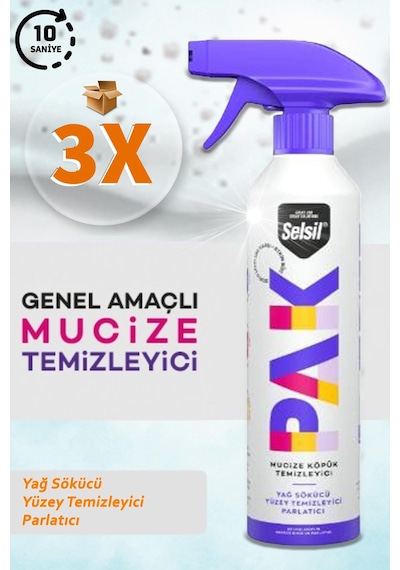 Selsil Pak Mucize Köpük Sprey Yüzey Temizleyici Modeli - S 3 x 500 ML