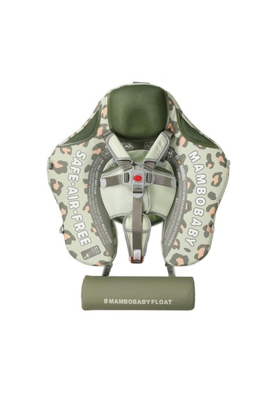 Mambobaby Yüzme Simidi - Green Leopard, Emniyetli, Gölgelikli Ve Ayak Destekli