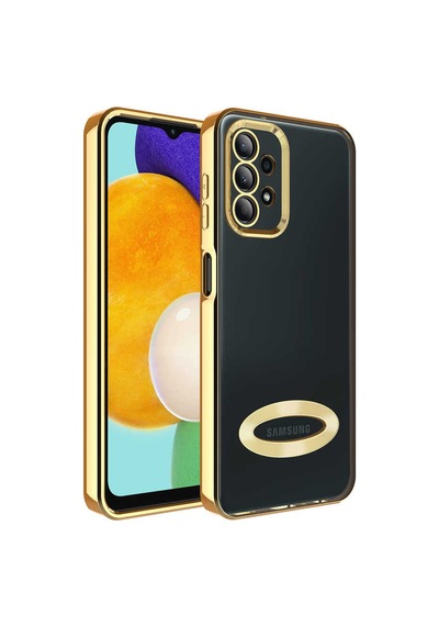 Zore Galaxy Uyumlu A13 4g Kılıf Kamera Korumalı Logo Gösteren Omega Kapak - Gold Gold