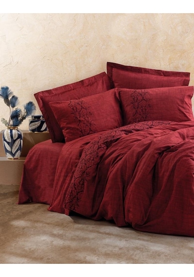 Cotton Box Plain Tek Kişilik Nevresim Takımı Sooty Bordo
