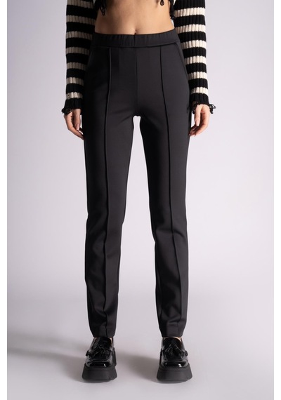 Braccas Kadın Yandan Cepli Beli Lastikli Slim Fit Jogger Pantolon Siyah Siyah