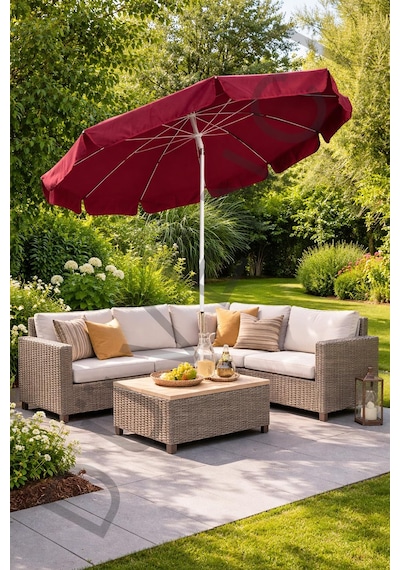 Bordo Plaj Şemsiyesi 200 Cm Çap /10 Telli, Polyester Kumaş Bordo