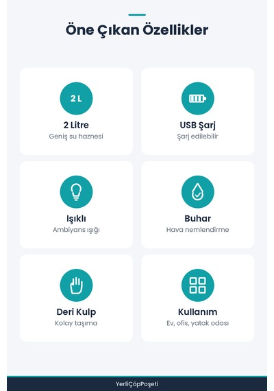 Usb Şarjlı Işıklı Hava Nemlendirici - 2 Litre