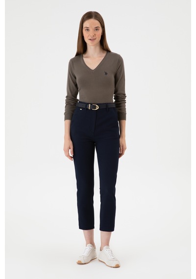 U.S. Polo Assn. Kadın Vizon V Yaka Basic Kazak 50313590-VR052