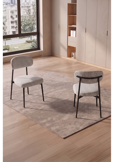 Hobilon Polo Sandalye 4 Adet Sandalye -dokuma Kumaş, Statik Boyalı Metal Ayak Gri