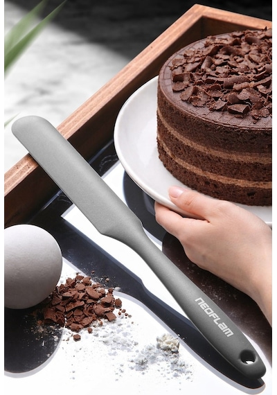 Neoflam Silikon Ince Pasta Spatulası Gri Gri