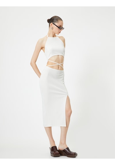 Koton Halter Yaka Elbise Midi Pencere Detaylı Önden Yırtmaçlı Slim Fit Ekru 4sal80022ık Ekru Koton Halter Yaka Elbise Midi Pencere Detaylı Önden Yırtmaçlı Slim Fit Ekru 4sal80022ık Ekru