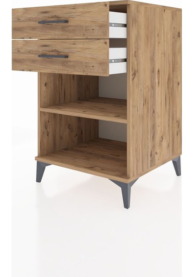 Kronos Komodin Tek Raflı 2 Çekmeceli 60x59x96 Çam-çam Çam