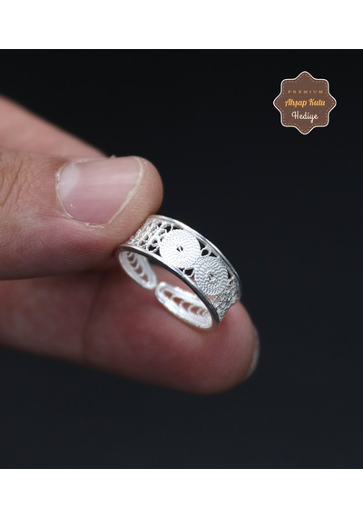 Halka Model El İşçiliği 925 Ayar Gümüş Telkari Kadın Yüzük 201024675 Gümüş