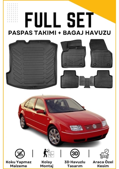 Volkswagen Bora 2004 Model Birebir Uyumlu Bagaj Havuzu+paspas Seti