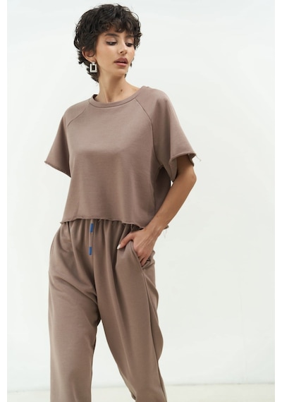 Mai Collection Mai Studios Co. Vero Boz Gri Crop Eşofman Takım Vizon