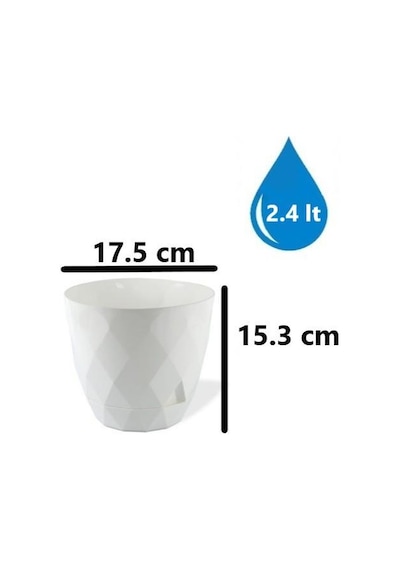 Omnipazar Krs-453 Yakamoz Tabaklı Plastik Saksı Takımı 2.4 Litre No 3 Beyaz
