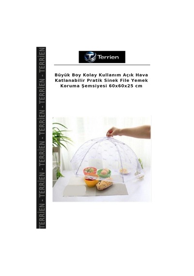 Büyük Boy Kolay Kullanım Açık Hava Katlanabilir Pratik Sinek File Yemek Koruma Şemsiyesi 60x60x25 Cm Çok Renkli