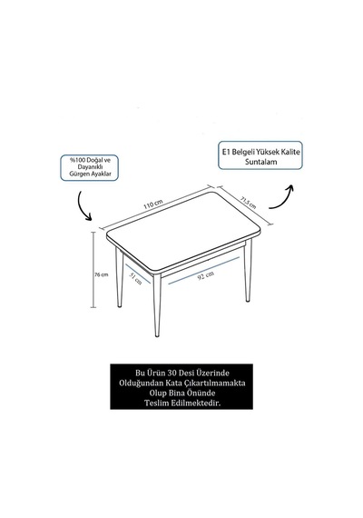 Canisa Concept Nil Serisi 70x110 Sabit Barok Ahşap Desen Mutfak Masası Masa Barok Ayakları Ceviz