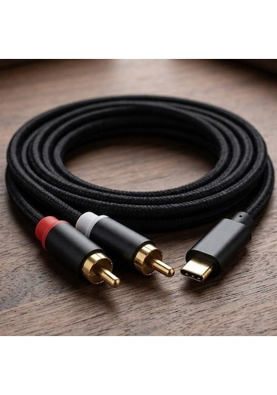 Powermaster Pm-29963 Usb Type-c Erkek To 2x Rca Erkek Stereo 2 Metre Ses Aktarım Kablosu