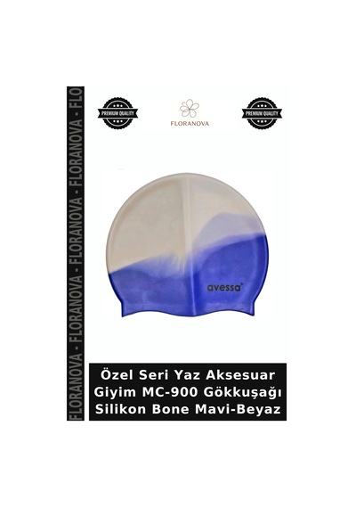 Özel Seri Yaz Aksesuar Giyim Mc-900 Gökkuşağı Silikon Bone Mavi-beyaz