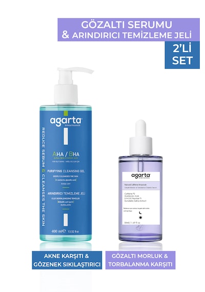 Agarta Gözaltı ve Morluk Giderici Serum 50 ML + Aha-Bha Yüz Temizleme Jeli 400 ML