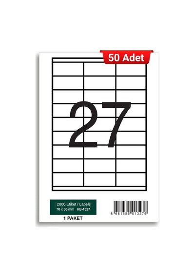 Herboy Hb-1327 70 X 30 Mm A4 Laser Etiket 50 Adet