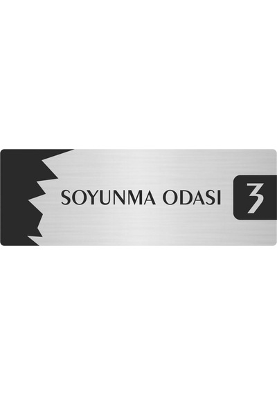 Metal Departman Kapı İsimliği, Yönlendirme Levhası Soyunma Odası 3 5x20 Cm Gümüş Renk