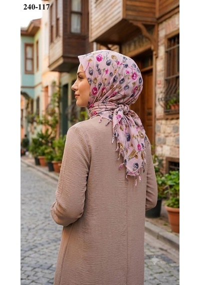 Dolce Cotton Desenli Sökme Boncuklu Eşarp 240-117 Çok Renkli